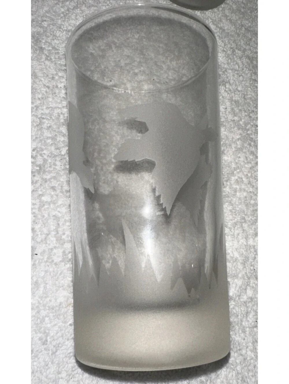Vintage Etched Frosted Glass Flying Game Bird Drinking Glasses Set Of 3